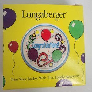 LONGABERGER "Congratulations" TIE-ON BASKET 1997 ACCESSORY #33685 NIB